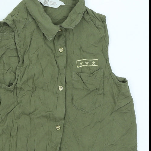 H&M Girls Green   Basic Button-Up Size 9-10 Years