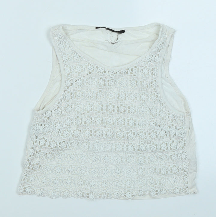 Topshop Womens White   Cropped Tank Size 8