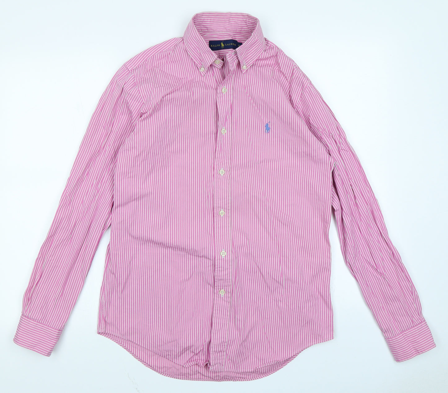 Ralph Lauren Mens Pink Striped   Dress Shirt Size S