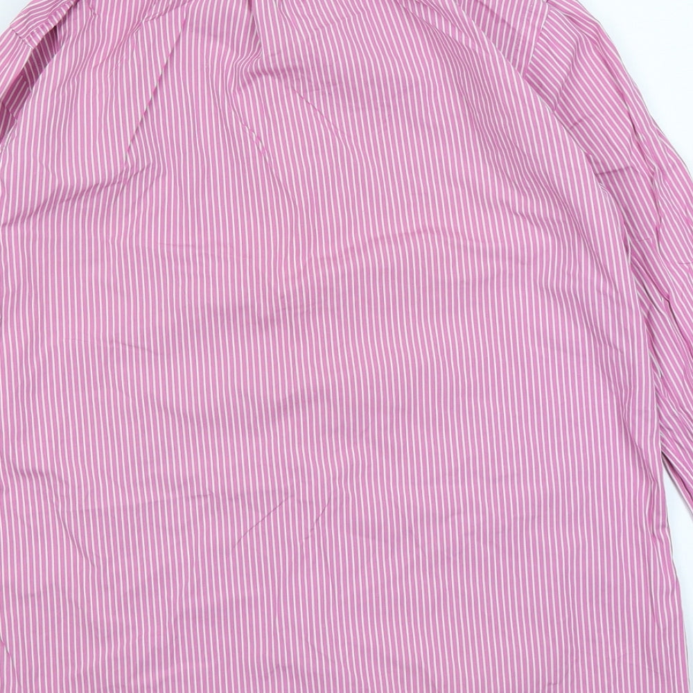 Ralph Lauren Mens Pink Striped   Dress Shirt Size S
