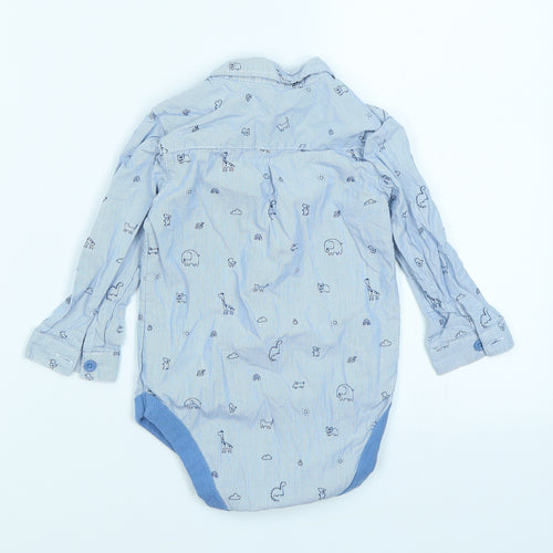 George Boys Blue Striped  Babygrow One-Piece Size 12-18 Months