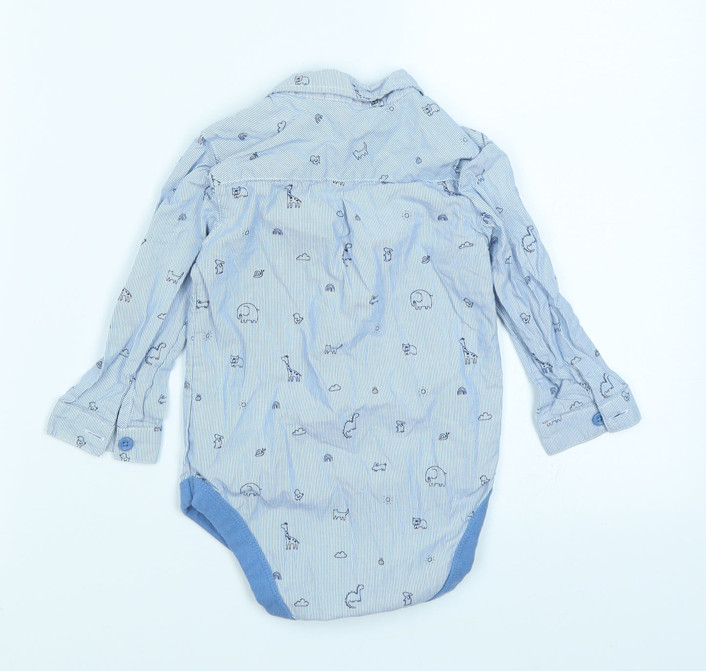 George Boys Blue Striped  Babygrow One-Piece Size 12-18 Months