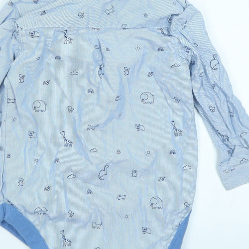 George Boys Blue Striped  Babygrow One-Piece Size 12-18 Months