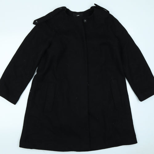 H&M Womens Black   Overcoat Coat Size 8