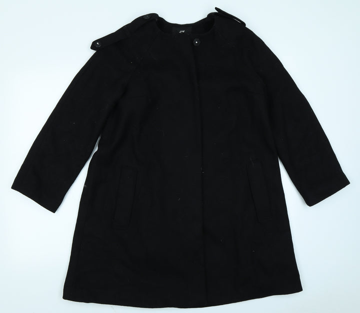 H&M Womens Black   Overcoat Coat Size 8