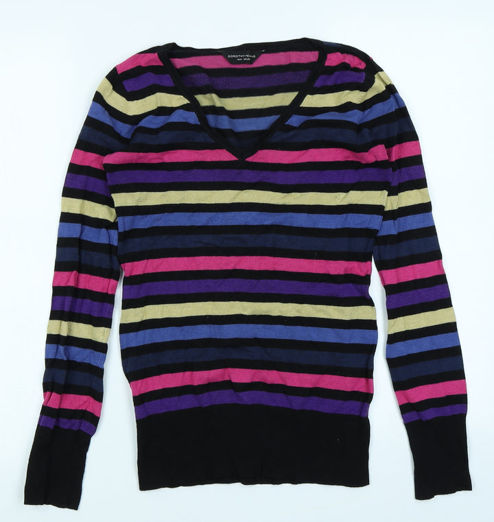 Dorothy Perkins Womens Black Striped Pullover Jumper Size 8