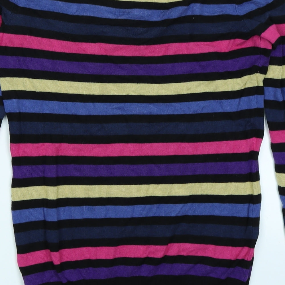 Dorothy Perkins Womens Black Striped  Pullover Jumper Size 8