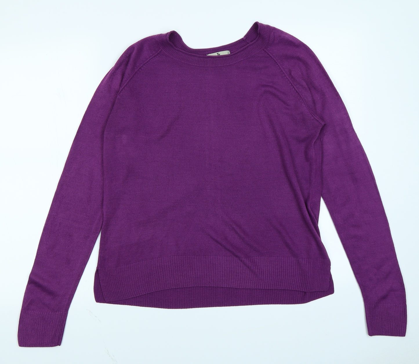 TU Womens Purple  Knit Pullover Jumper Size 14