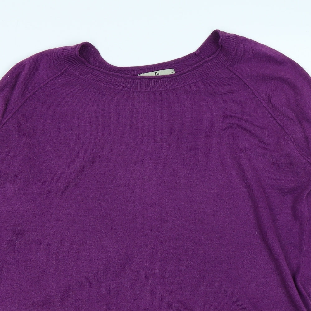 TU Womens Purple  Knit Pullover Jumper Size 14