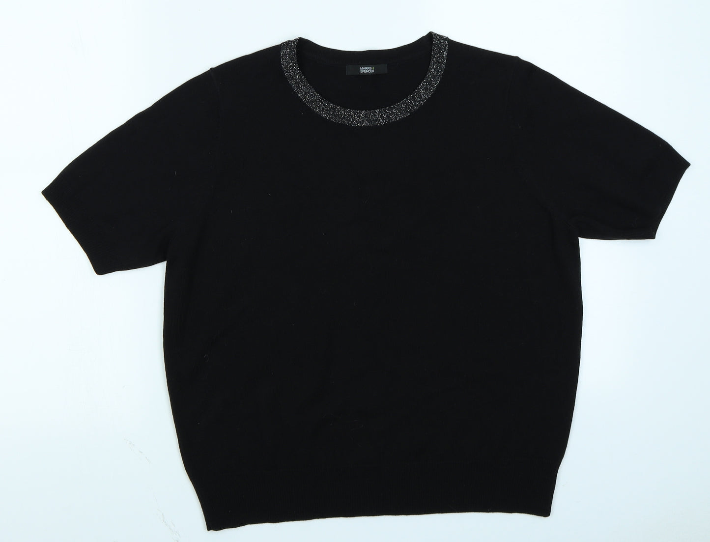 Marks & Spencer Womens Black   Basic T-Shirt Size 14