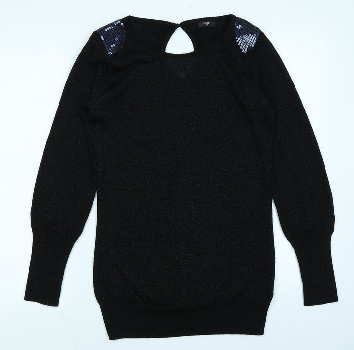 F&F Womens Black Pullover Jumper Size 10