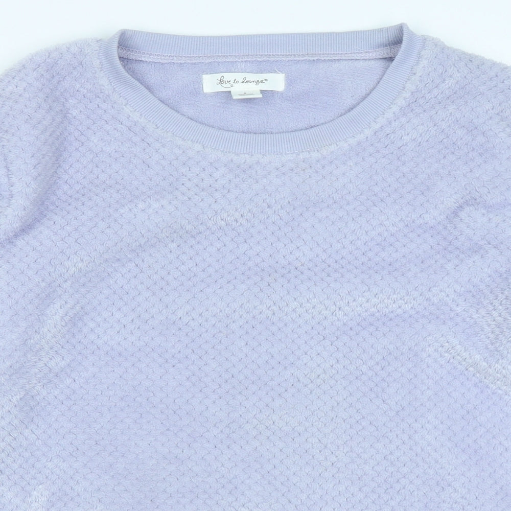 Love to Lounge Womens Purple Solid Fleece Top Pyjama Top Size S