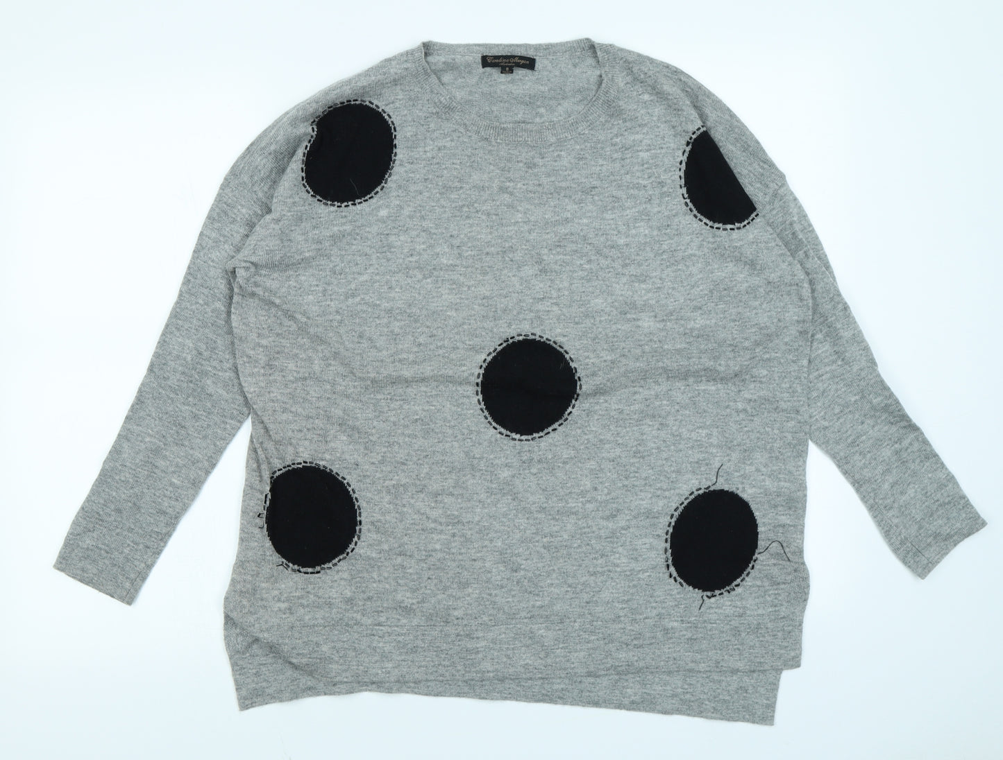 Caroline Morgan Womens Grey Polka Dot  Pullover Jumper Size 8