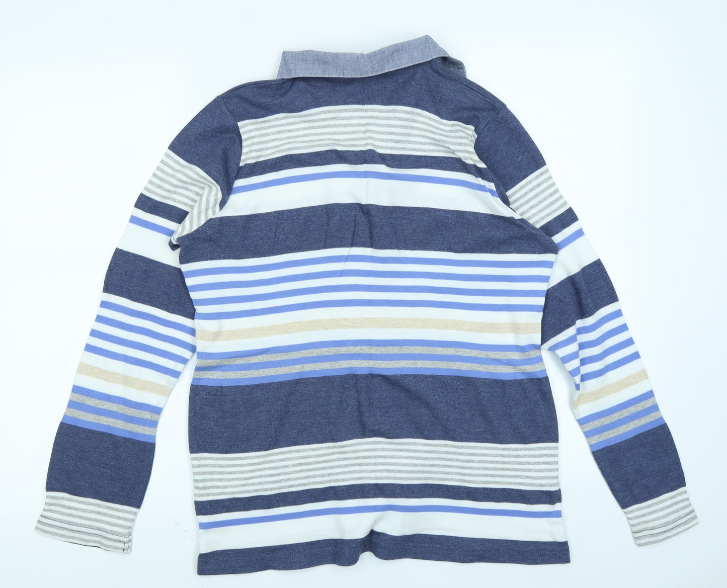 EWM Womens Blue Striped  Basic T-Shirt Size L