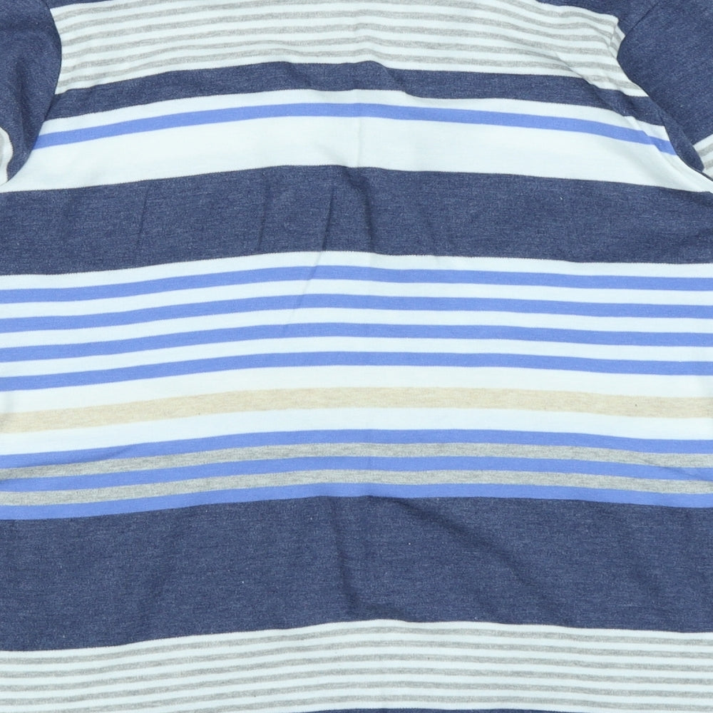 EWM Womens Blue Striped  Basic T-Shirt Size L