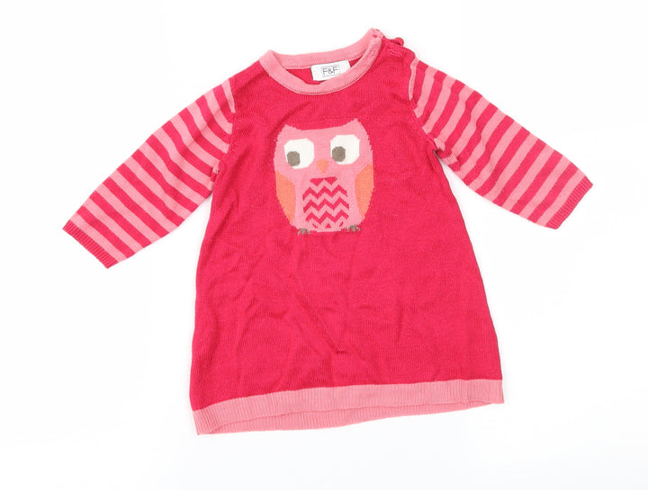 F&F Girls Pink Fair Isle  A-Line  Size 3-6 Months