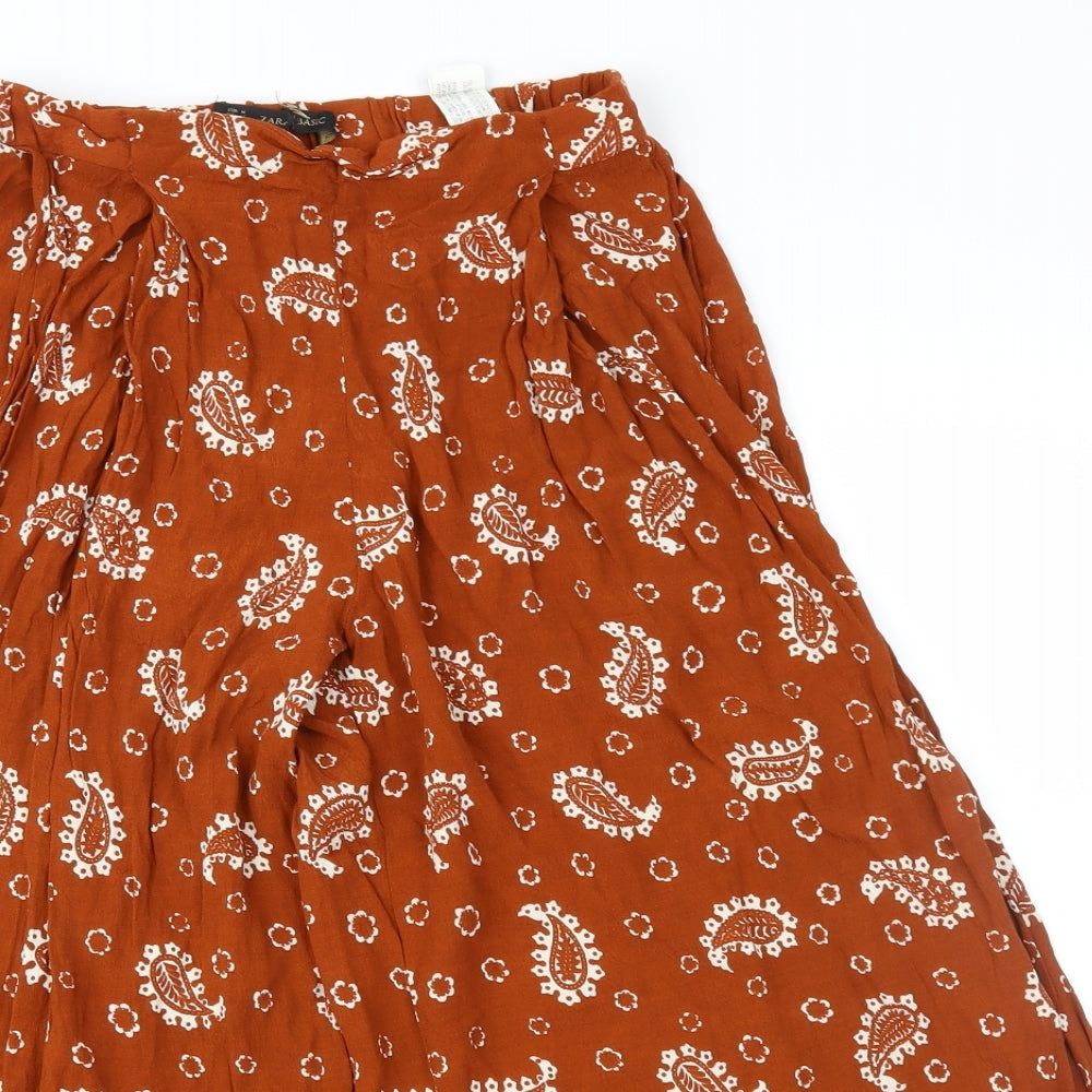 Zara Womens Brown Paisley  Culotte Shorts Size M