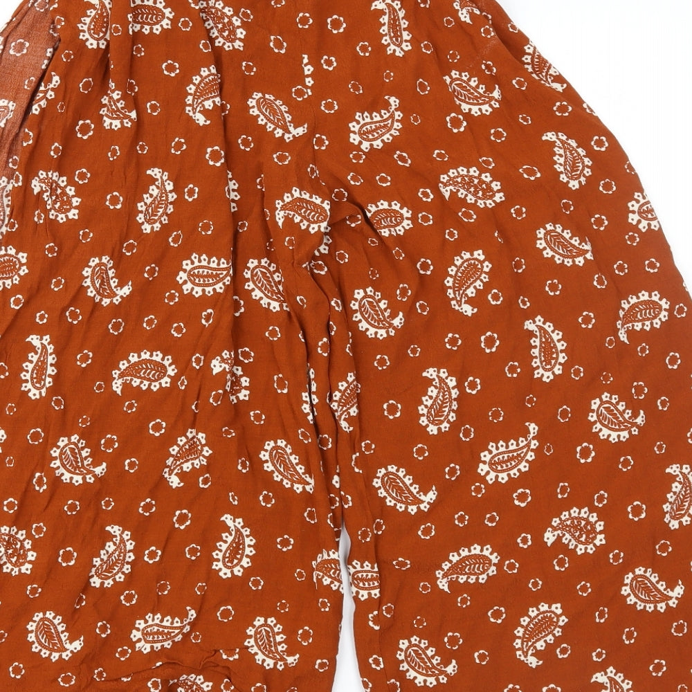 Zara Womens Brown Paisley  Culotte Shorts Size M