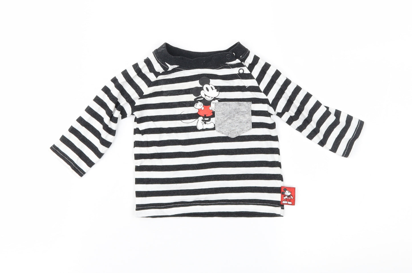 Disney Baby Black Striped  Basic T-Shirt Size 0-3 Months  - Mickey Mouse