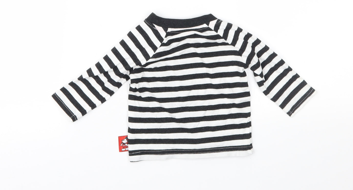 Disney Baby Black Striped  Basic T-Shirt Size 0-3 Months  - Mickey Mouse