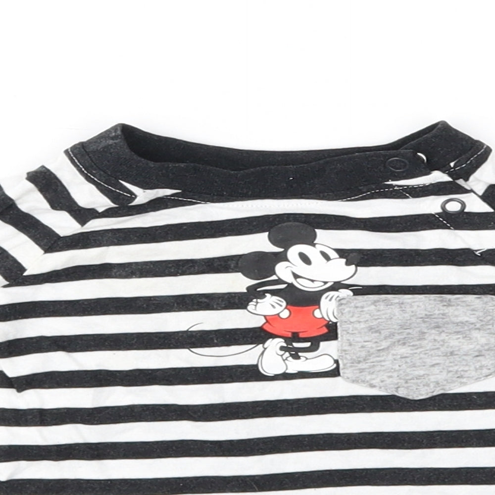 Disney Baby Black Striped  Basic T-Shirt Size 0-3 Months  - Mickey Mouse