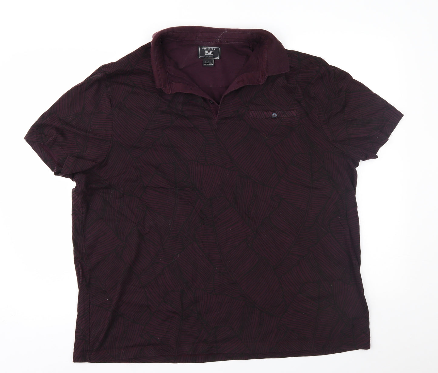F&F Mens Purple Geometric   Polo Size XL