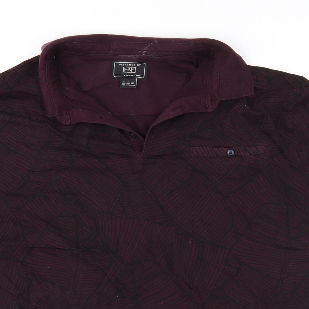 F&F Mens Purple Geometric   Polo Size XL