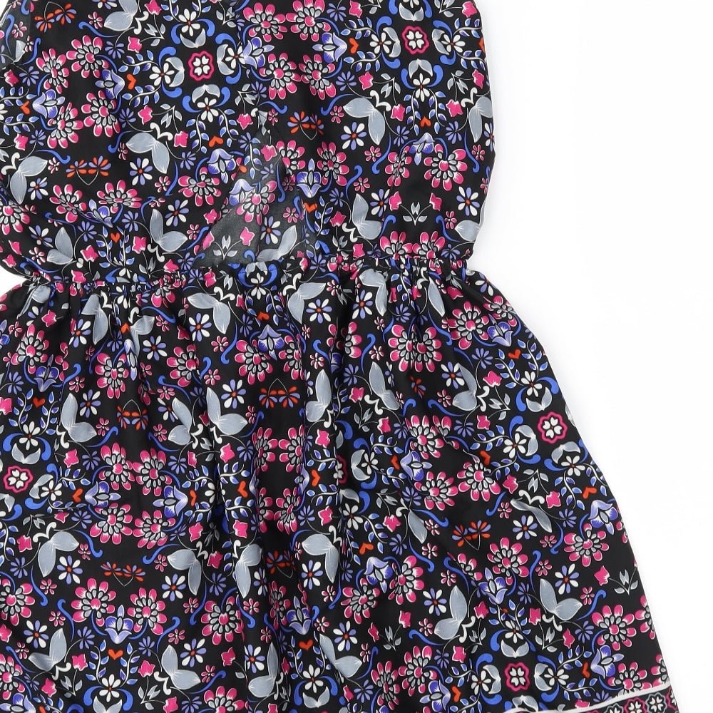 Preworn Womens Black Floral  Fit & Flare  Size 12
