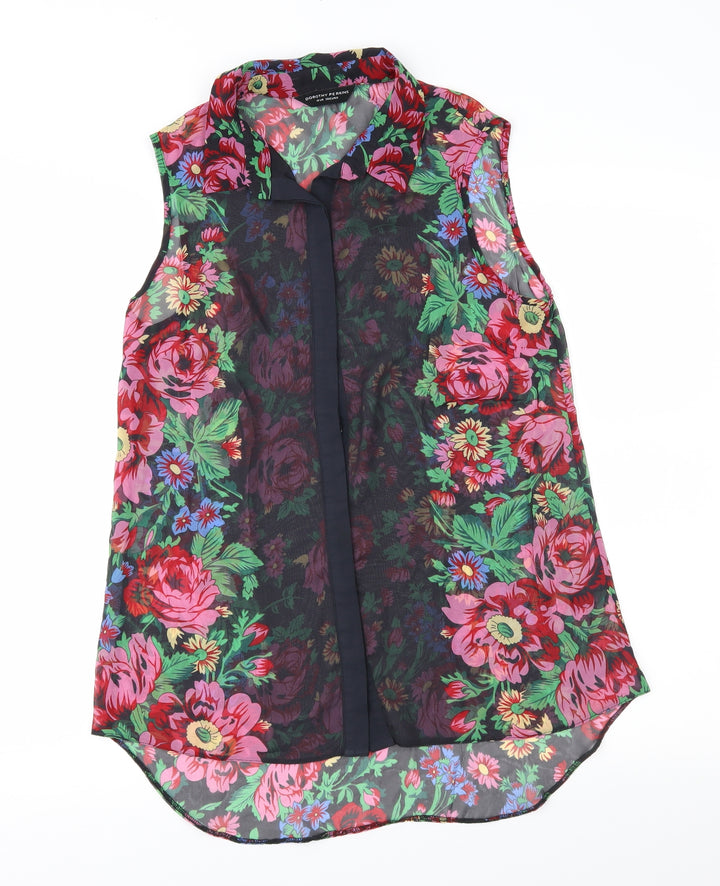 Dorothy Perkins Womens Black Floral  Basic Blouse Size 10
