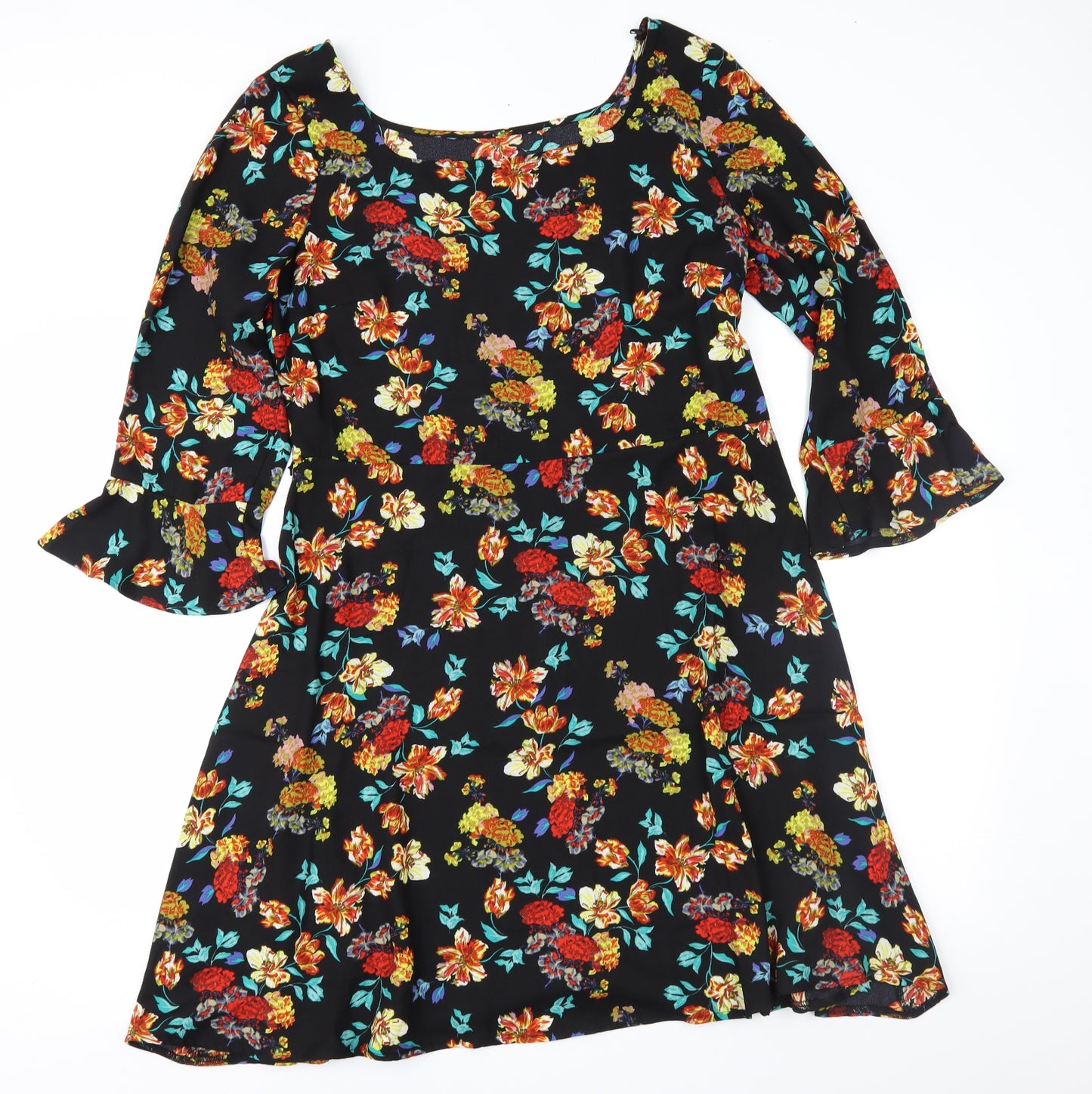 Primark Womens Black Floral  Fit & Flare  Size 16