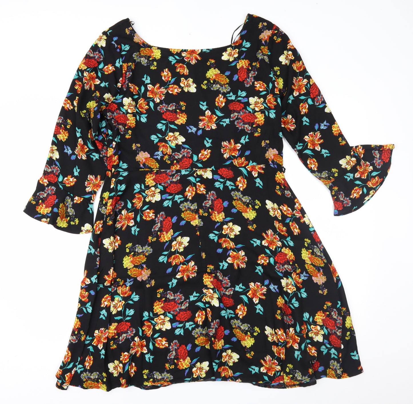 Primark Womens Black Floral  Fit & Flare  Size 16