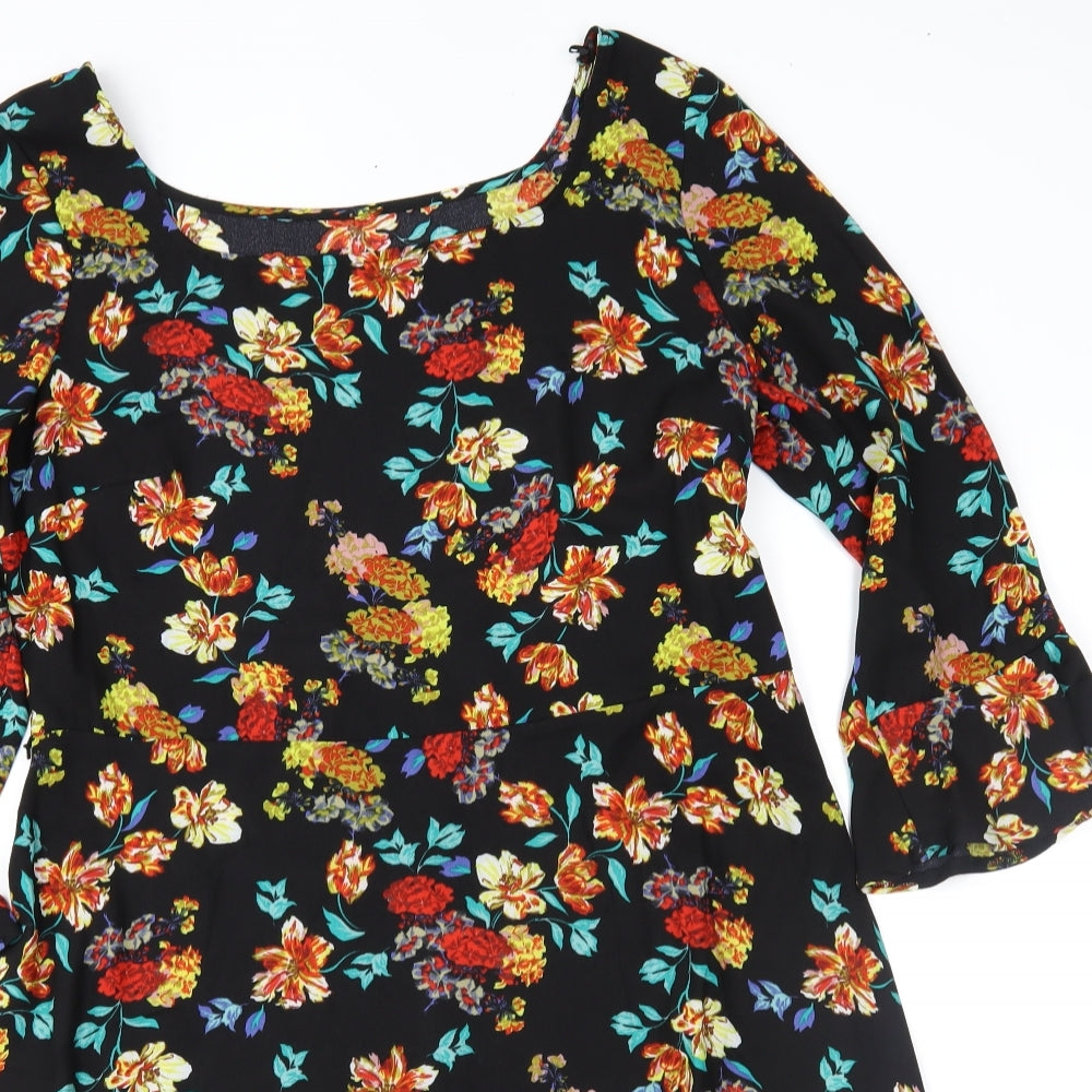 Primark Womens Black Floral  Fit & Flare  Size 16