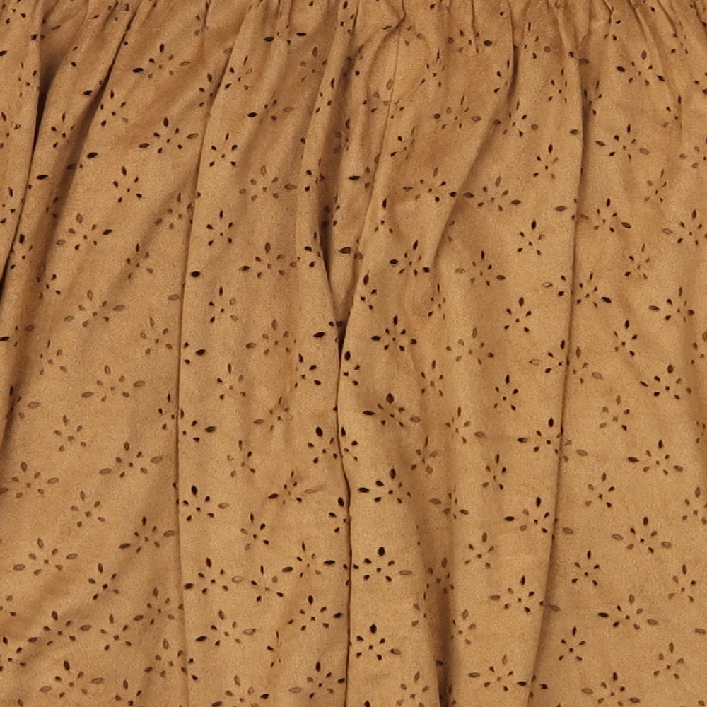 PARISIAN SIGNATURE Womens Brown Geometric  Flare Skirt Size 12  - Faux Suede