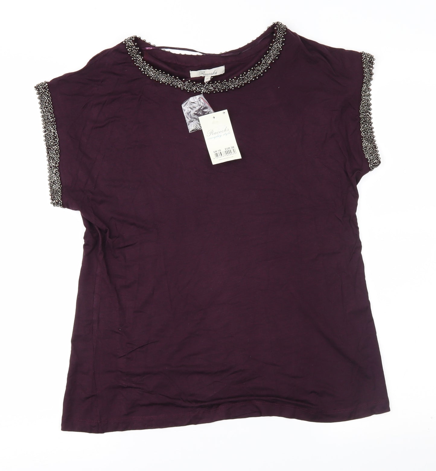 Peacock Ways Womens Purple   Basic T-Shirt Size 10