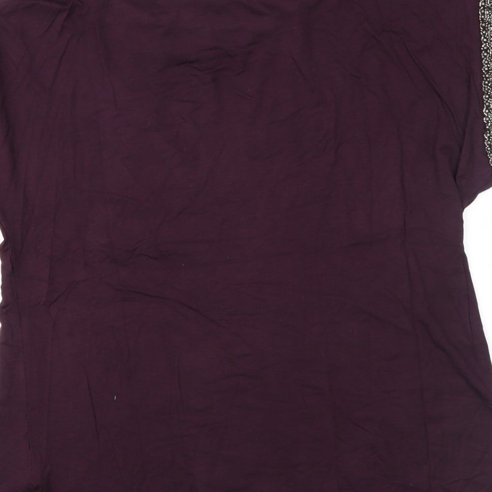 Peacock Ways Womens Purple   Basic T-Shirt Size 10
