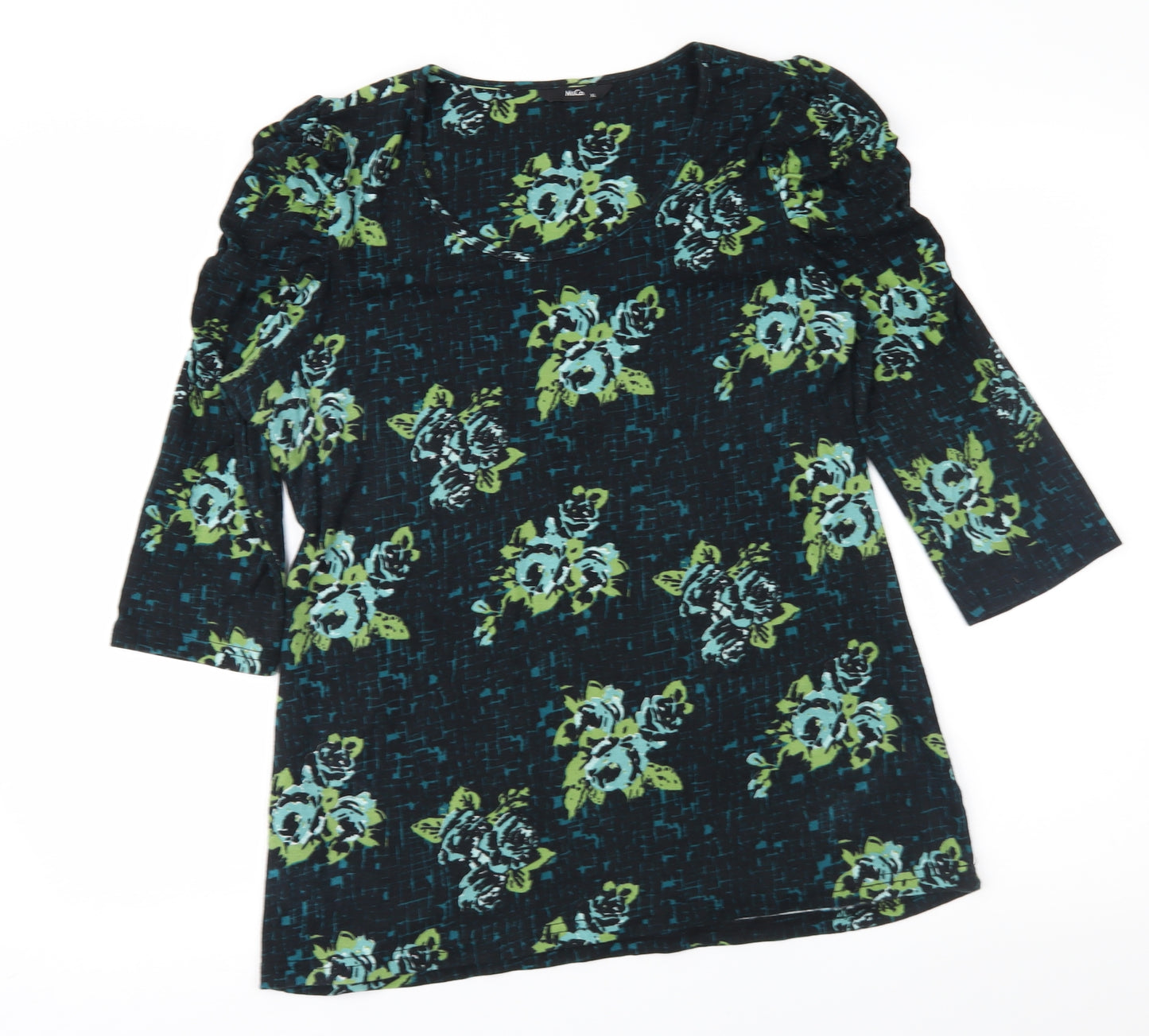 M&Co Womens Green Floral  Basic T-Shirt Size XL