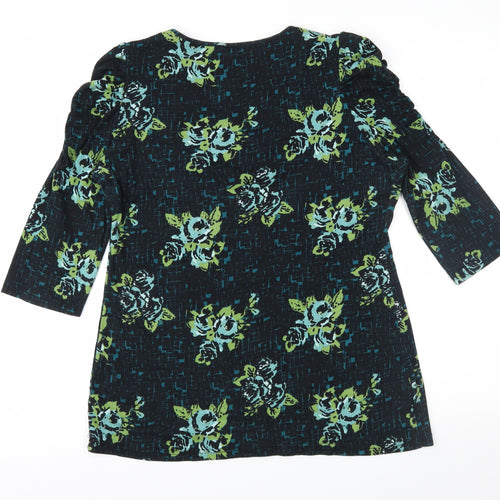 M&Co Womens Green Floral  Basic T-Shirt Size XL