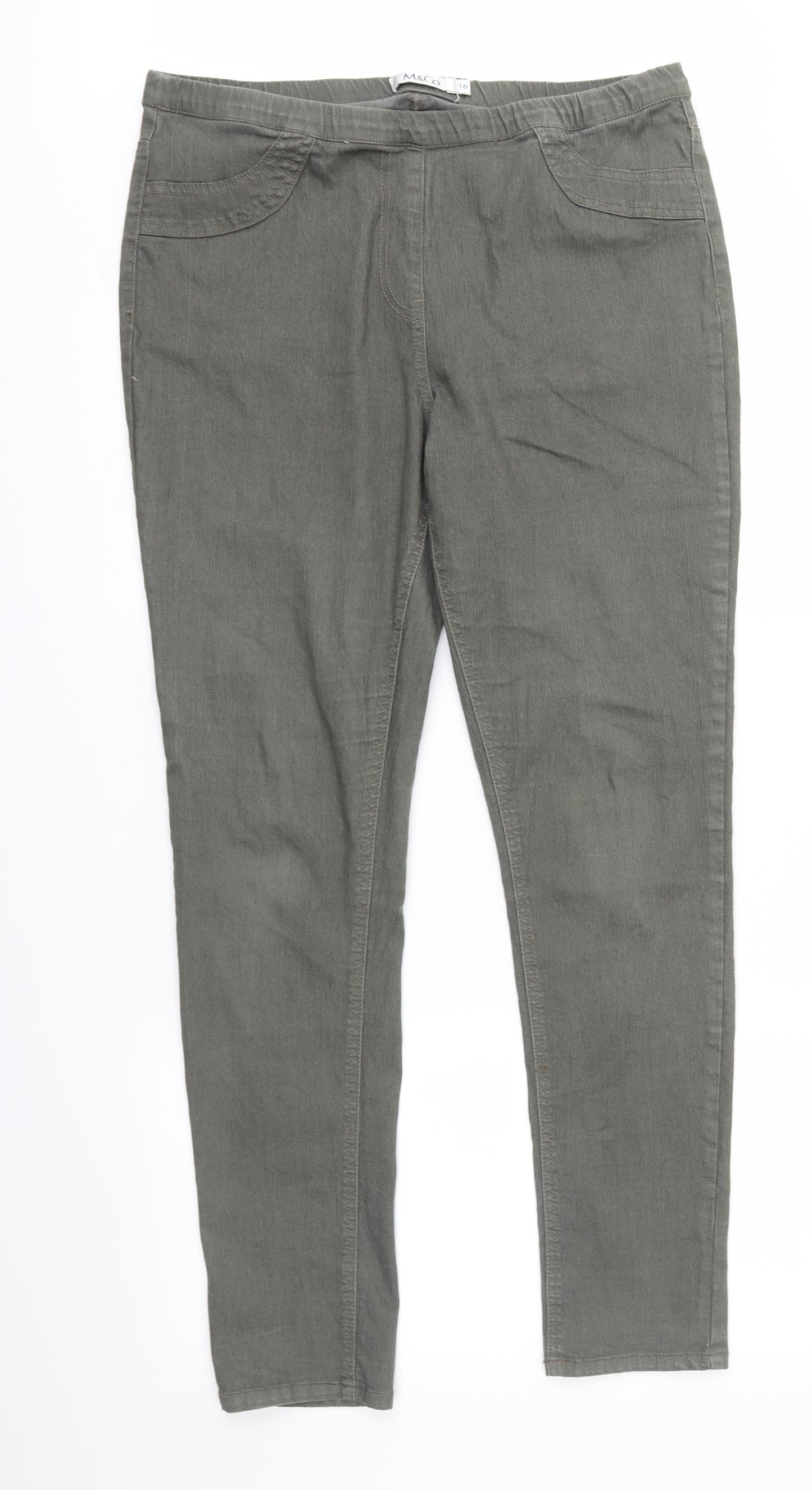 M&Co Womens Brown  Denim Jegging Jeans Size 16 L30 in