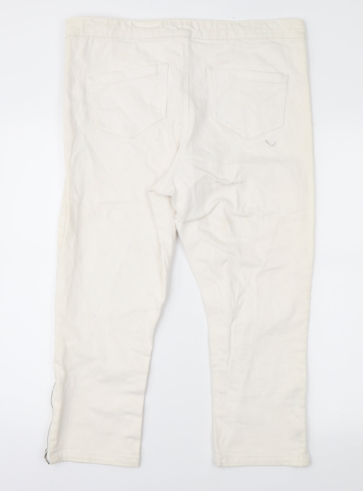 M&Co Womens White  Denim Cropped Jeans Size 16 L23 in