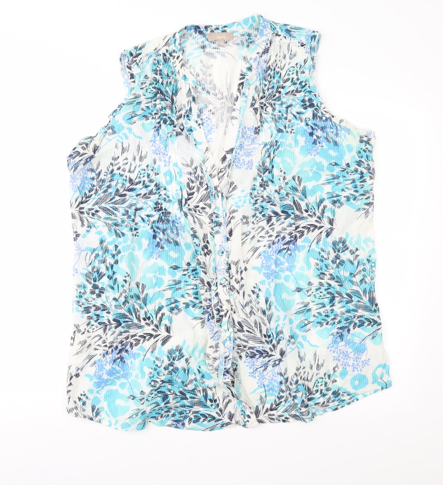 Soon Womens Blue Floral  Basic Blouse Size 20