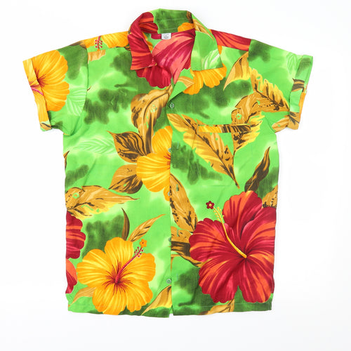 V.H.O Womens Green Floral  Basic Button-Up Size XS