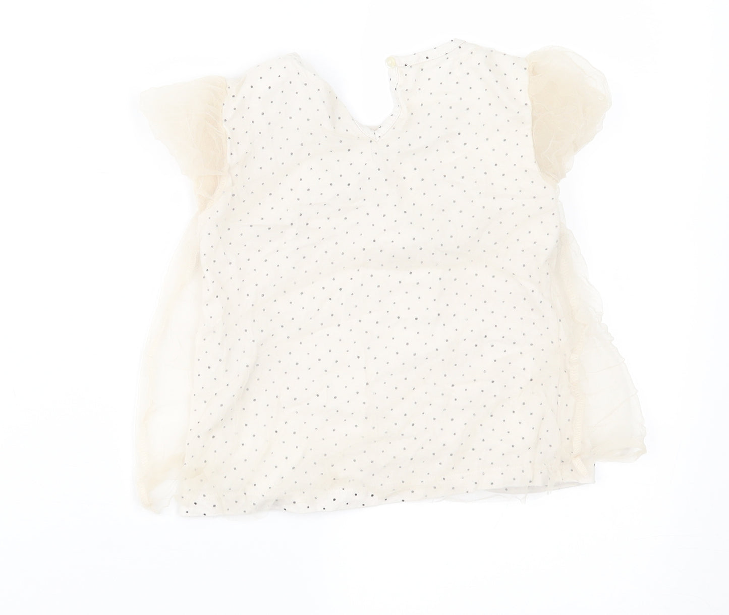 Zara Girls Beige Polka Dot  Basic Blouse Size 3-4 Years
