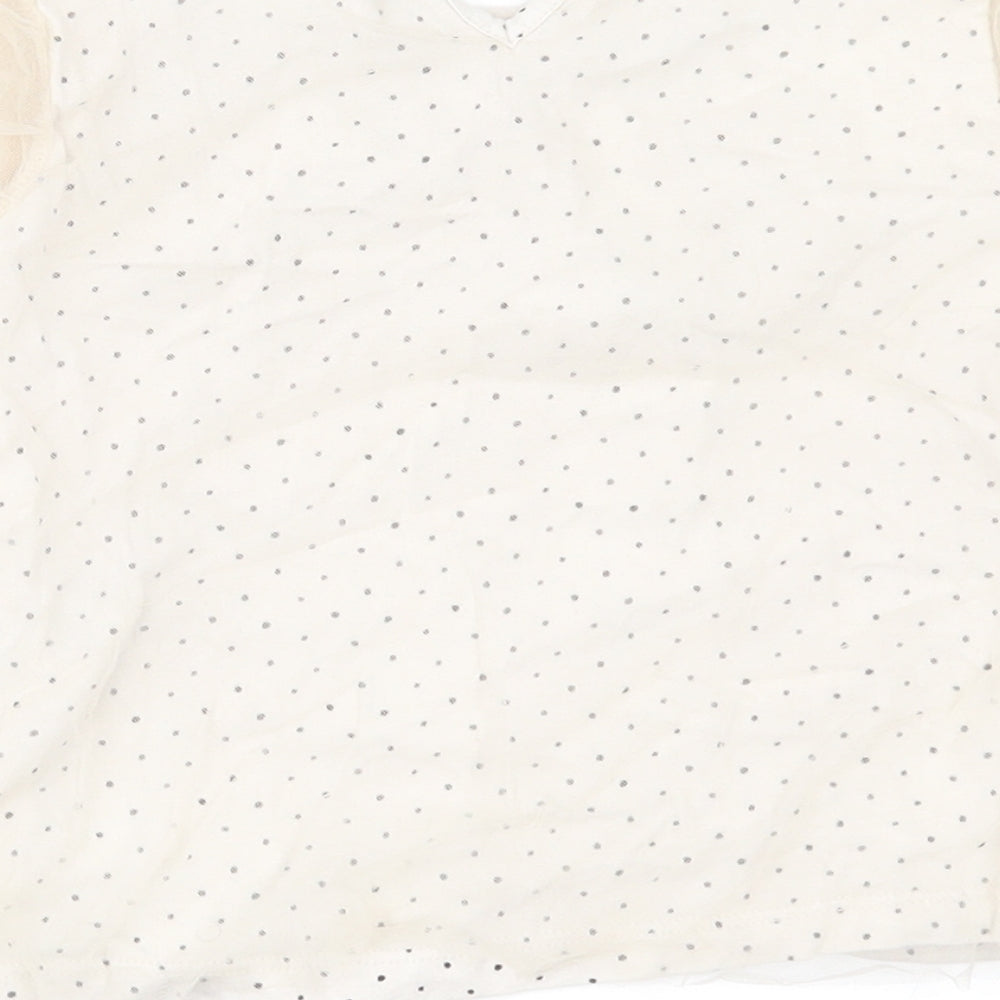 Zara Girls Beige Polka Dot  Basic Blouse Size 3-4 Years