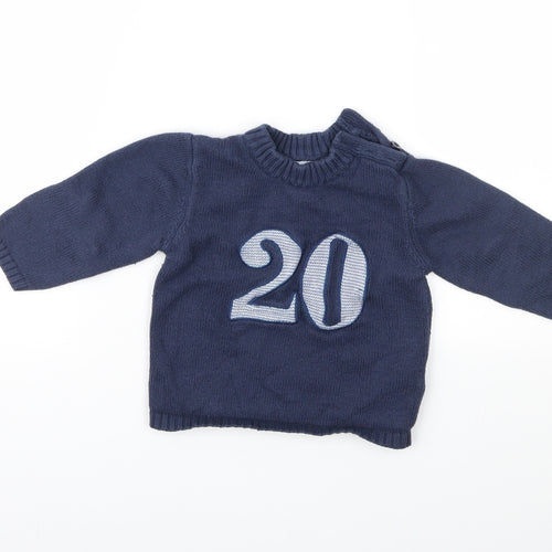 Vertbaudet Boys Blue Fair Isle  Pullover Jumper Size 12-18 Months