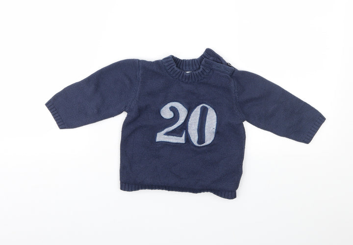 Vertbaudet Boys Blue Fair Isle Pullover Jumper Size 12-18 Months
