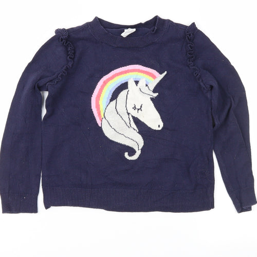 Gap Girls Blue Fair Isle  Pullover Jumper Size 5 Years