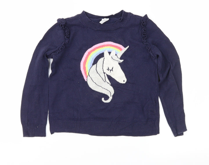 Gap Girls Blue Fair Isle  Pullover Jumper Size 5 Years