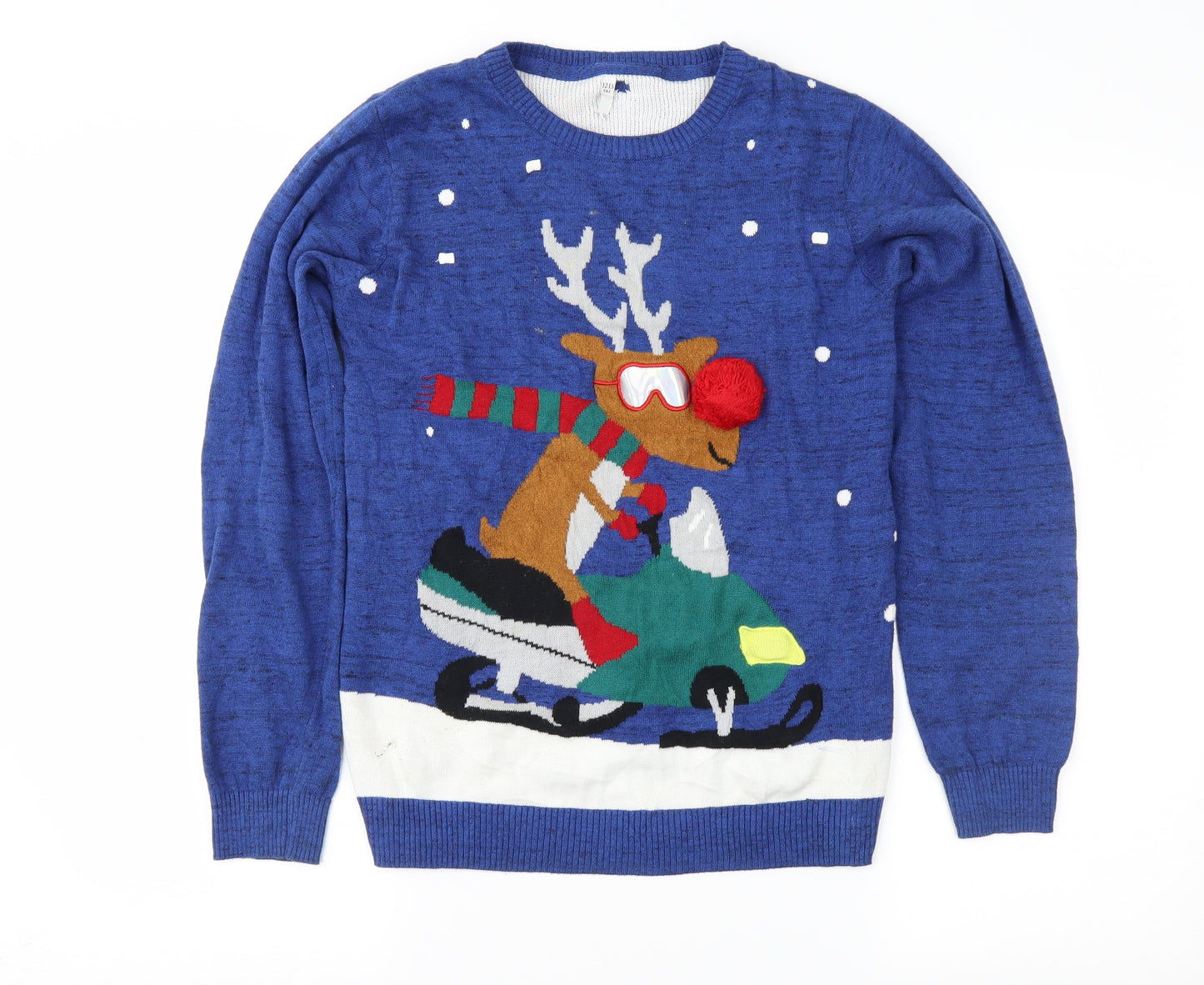 Marks and Spencer Boys Blue Fair Isle  Pullover Jumper Size 12-13 Years  - Xmas
