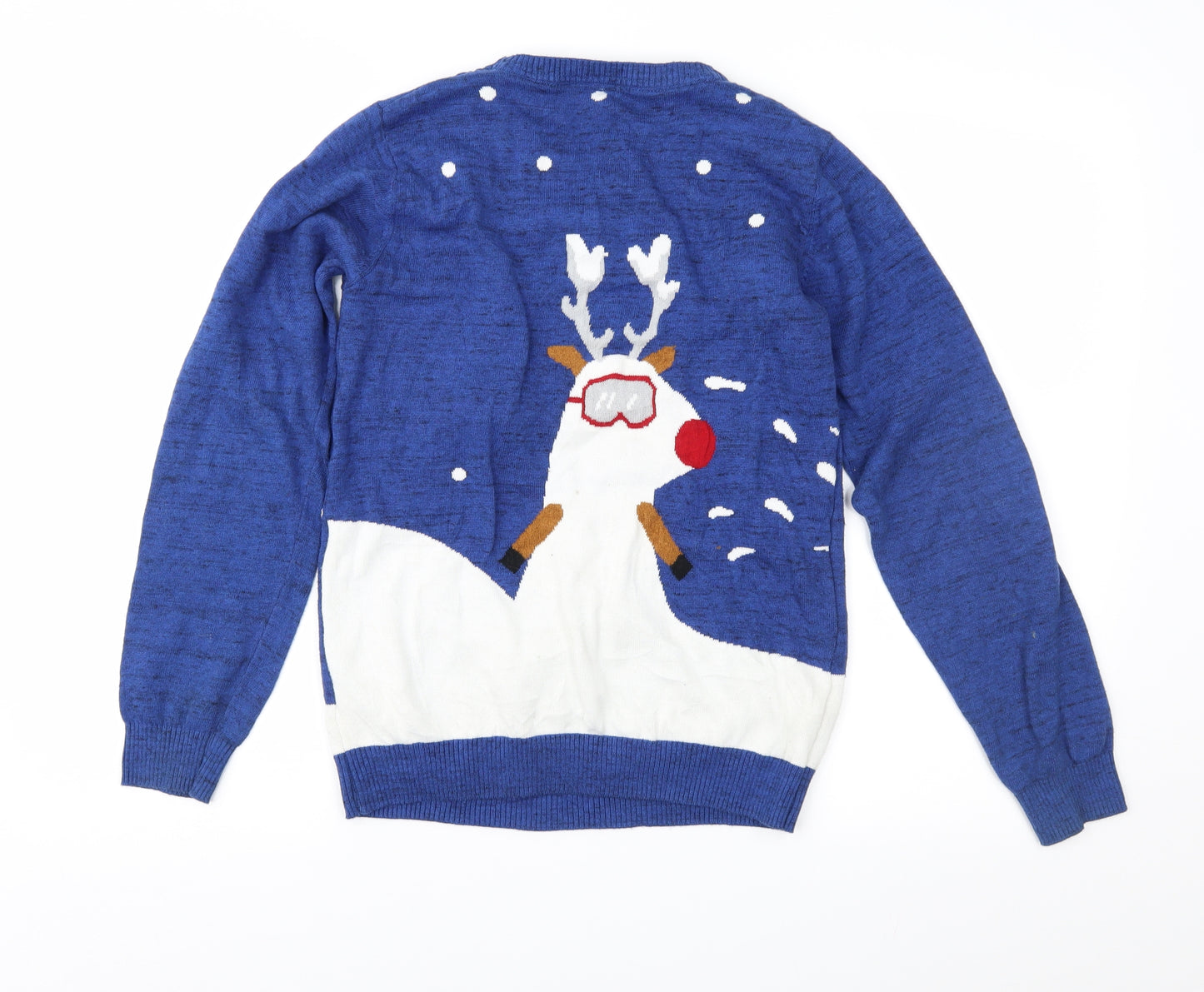 Marks and Spencer Boys Blue Fair Isle  Pullover Jumper Size 12-13 Years  - Xmas
