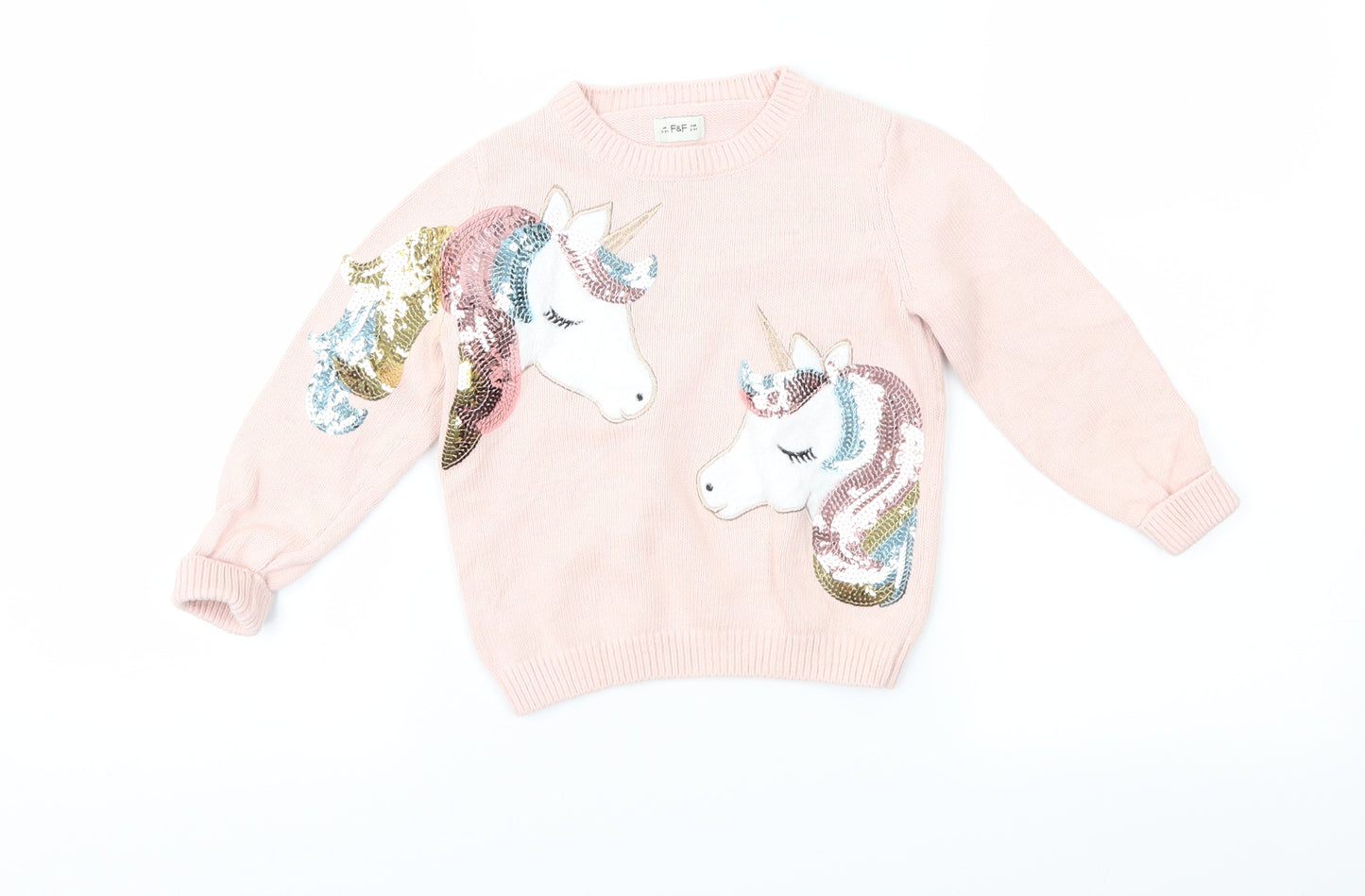 F&F Girls Pink   Pullover Jumper Size 2-3 Years